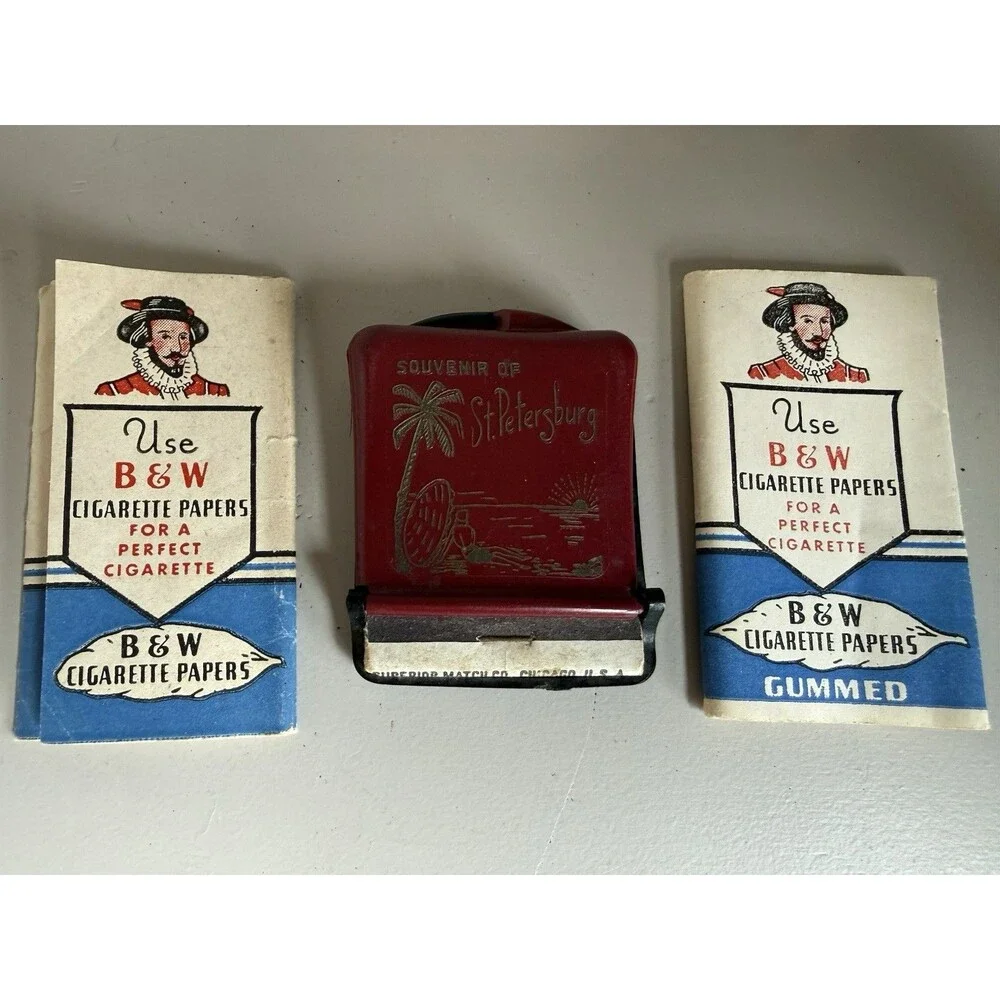 Raleigh 1930s Cigarette Rolling Papers Tobacco B & W Louisville + St Petersburg